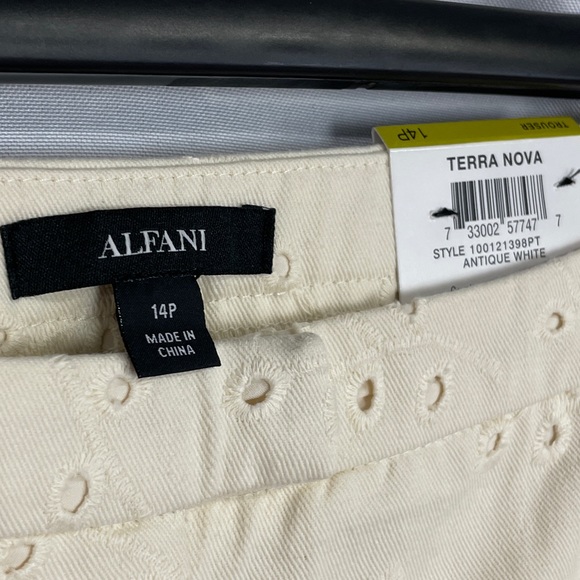 NWT 14P Alfani Antique White Dresses Eyelet Lined Ankle Trouser Pants - Picture 9 of 10